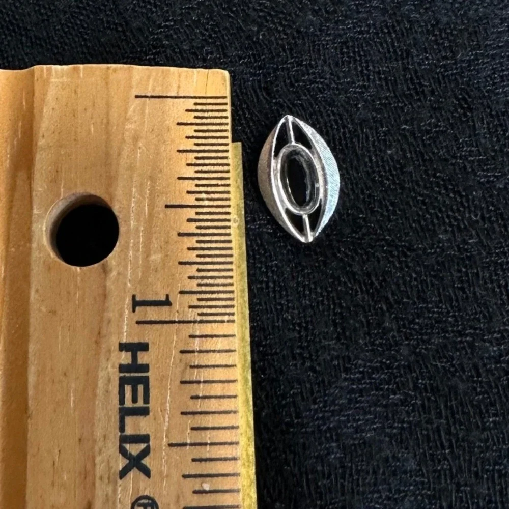 Swank Tie Tack Mens Silver‎ Tone Black Vintage Marquise Faux Onyx Chain